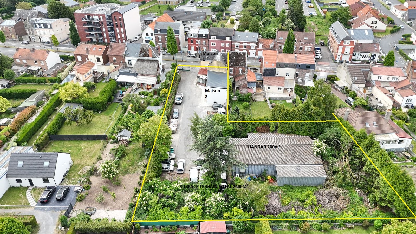 Photo 62000 – ARRAS – CENTRE VILLE – ENSEMBLE IMMOBILIER POLYVALENT SUR 2400 M² DE TERRAIN – 2 MAISONS 363m² + HANGAR 200 M² – FORT POTENTIEL D’EXPLOITATION