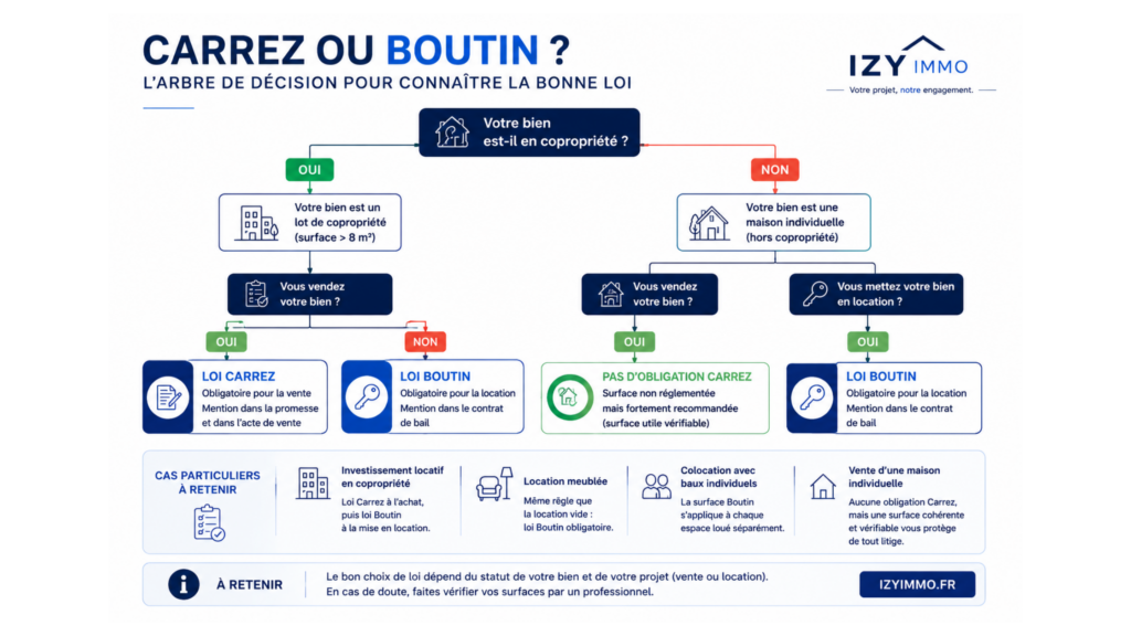Arbre de décision pour choisir entre loi Carrez et loi Boutin